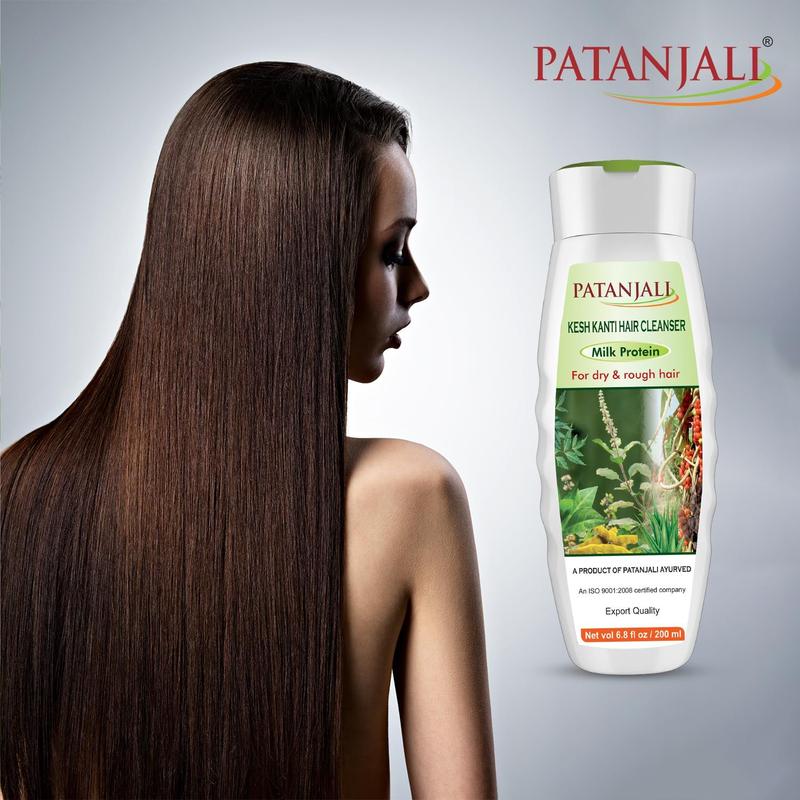 Shampoo Patanjali Kesh Kanti Proteína do Leite 2x200ml